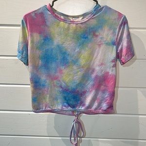 Tie Dye Cropped Top with Tie in Back